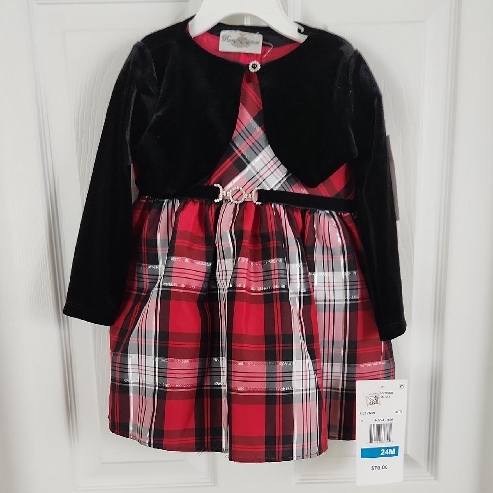 Rare Editions Black and Red Plaid Formal Dress